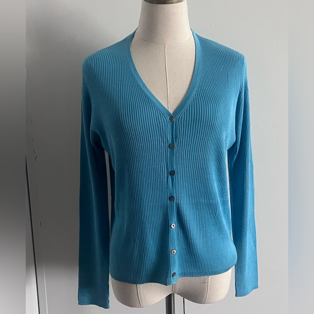 Tommy Bahama Silk Blue Cardigan M